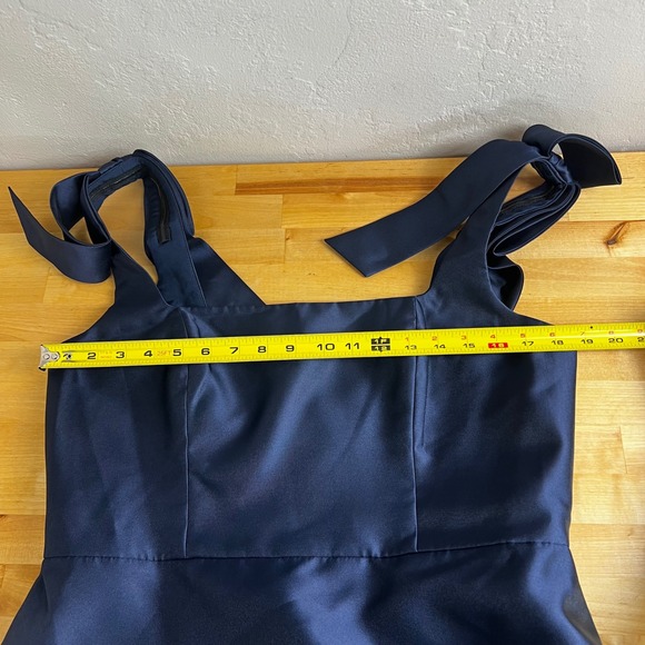 Alfred Sung‎ D868 Winslet Midnight Blue Bow Strap Square Neck Formal Dress Sz 14 - Picture 7 of 9